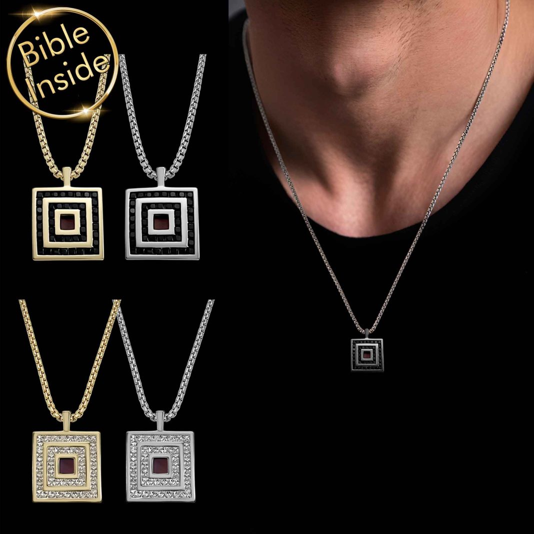 Fashion Jewelry for Men with Bible Inside Elegant Pendant Necklace by My Nano Jewelry